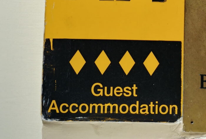 Bed and breakfast property sign