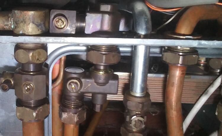 Piping in house with a faulty broken boiler House with a faulty boiler