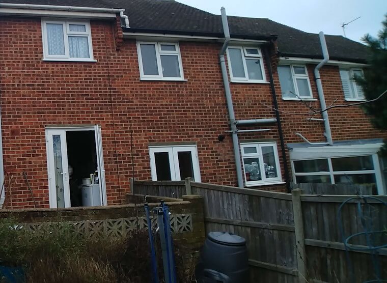 Rear of underpinned house