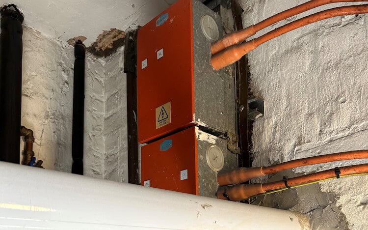 House near electrical substation