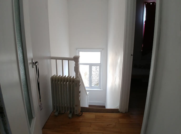 Duplex flat showing stairs Duplex flat