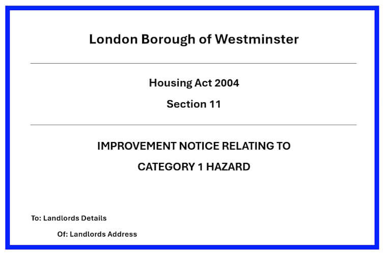 Landlord improvement notice when selling house Landlord improvement notice