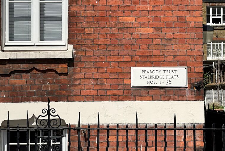 Sign on Peabody flat in central London Sign on Peabody flat